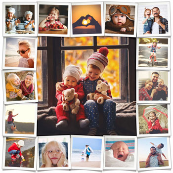 Playful grid with large photo